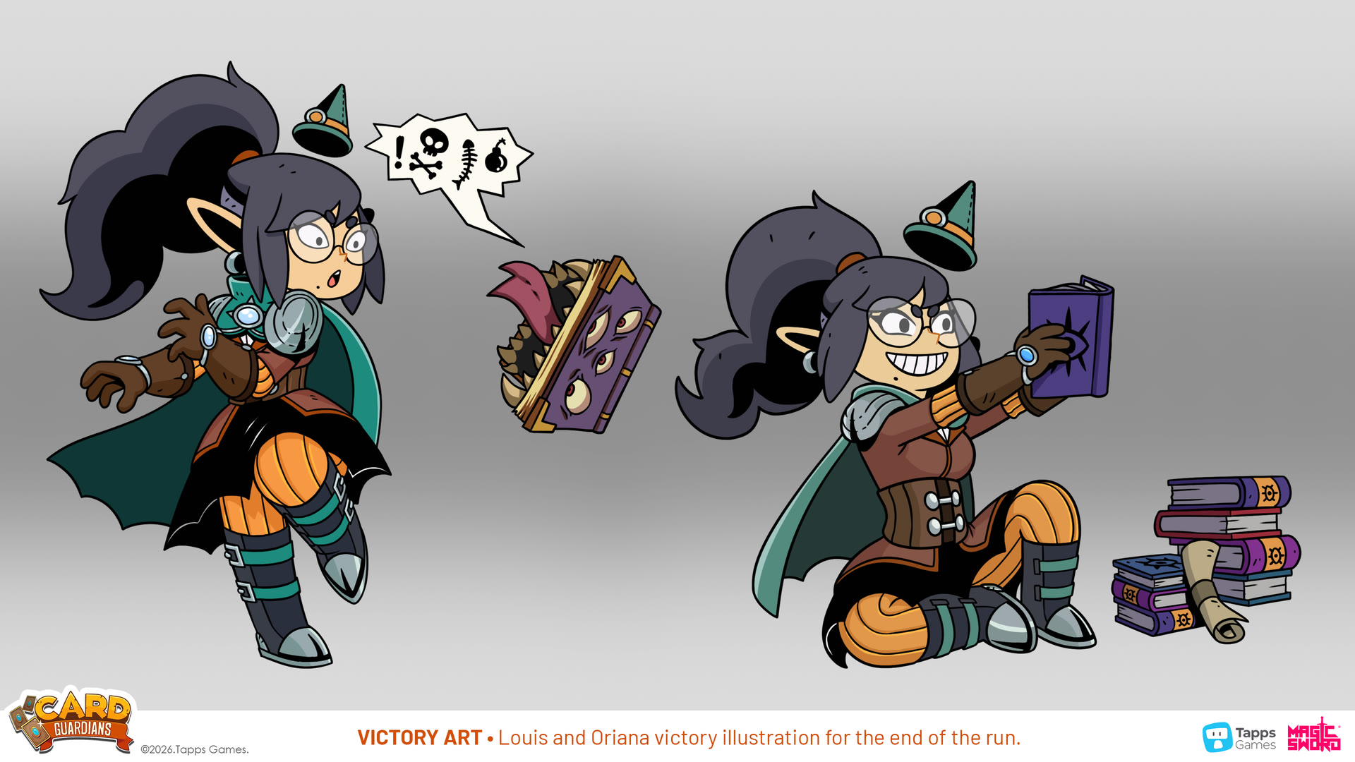 Victory illustration marking the end of a run in Card Guardians, by Magic Sword Studio for Tapps Games (3 of 5)